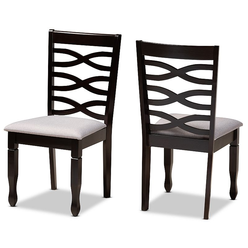 Baxton Studio Lanier Espresso Dining Chair 2-piece Set, Grey