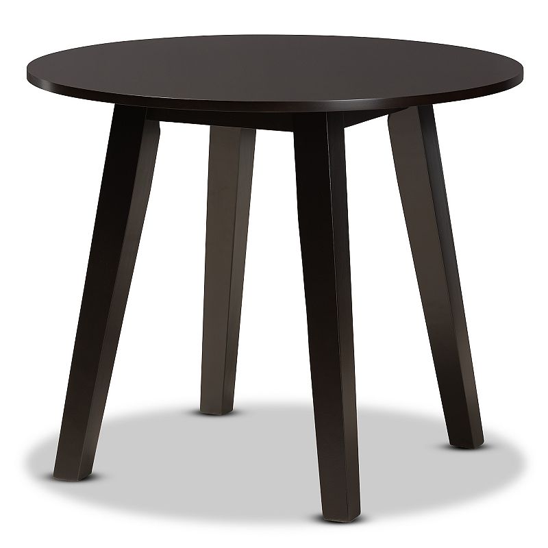 35" Ela Wide Round Wood Dining Table Dark Brown - Baxton Studio: Seats Four, Modern Profile, Splayed Legs