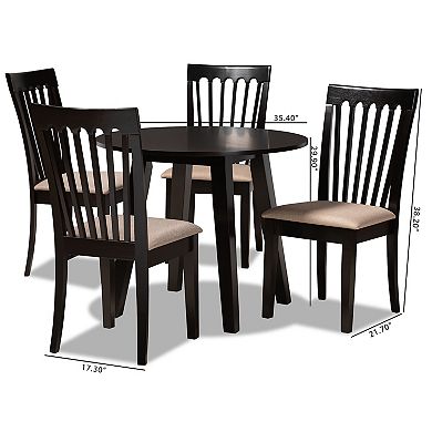 Baxton Studio Maisie Brown 5-Piece Dining Set