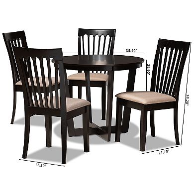 Baxton Studio Nellie Brown 5-Piece Dining Set