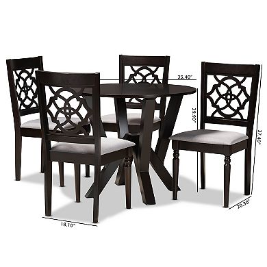 Baxton Studio Alma Gray 5-Piece Dining Set