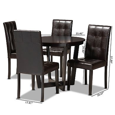 Baxton Studio Vida Dark Brown 5-Piece Dining Set