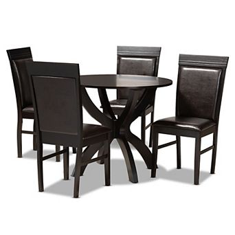 Baxton Studio Ancel Dark Brown 5 pc Dining Set