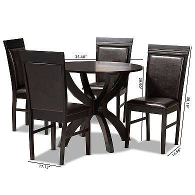Baxton Studio Ancel Dark Brown 5-Piece Dining Set