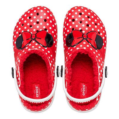 Crocs Kids Disney Minnie Mouse Clogs Youth Sz J 1 Red white Polkadot store With Tags