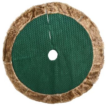 National Tree Company Quilted Faux Fur Trim Christmas Tree Skirt