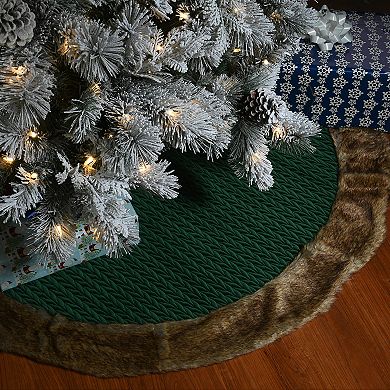 National Tree Company Quilted Faux Fur Trim Christmas Tree Skirt