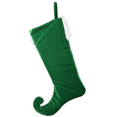 National Tree Company Jester Style Green Sequin Christmas Stocking