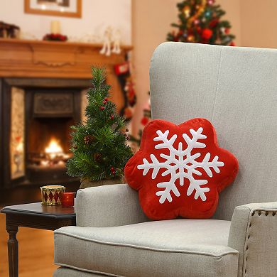 National Tree Company Embroidered Snowflake Throw Pillow