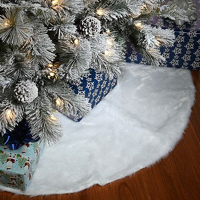 National Tree Company White Faux Fur Christmas Tree Skirt
