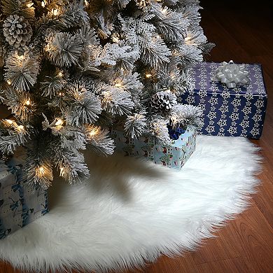 National Tree Company White High Pile Faux Fur Christmas Tree Skirt
