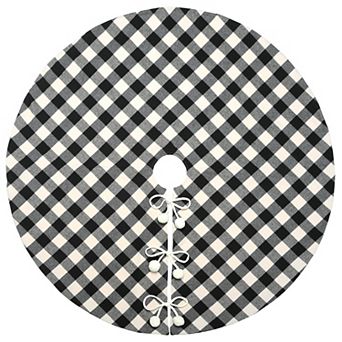 National Tree Company Black & White Plaid Christmas Tree Skirt