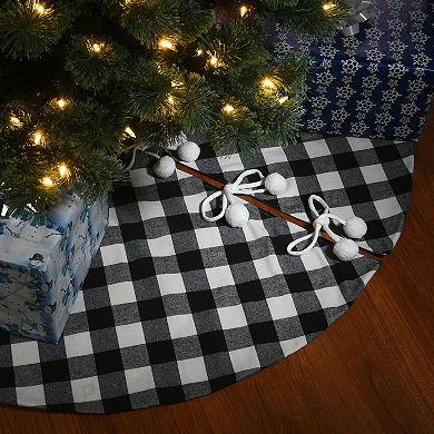 National Tree Company Black & White Plaid Christmas Tree Skirt