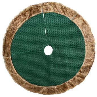National Tree Company Quilted Faux Fur Trim Christmas Tree Skirt