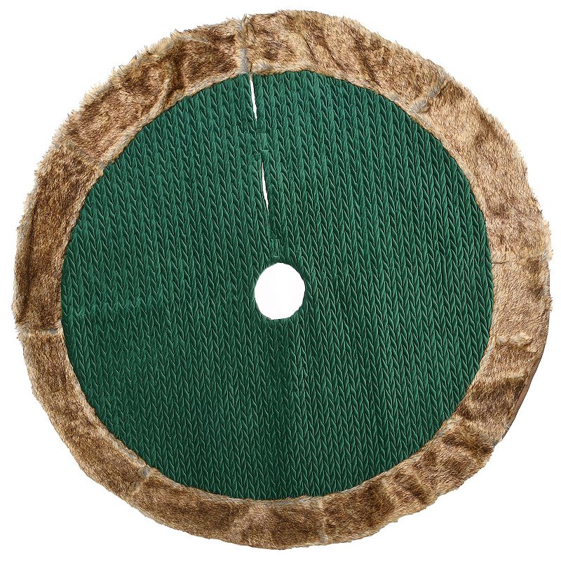 National Tree Company Quilted Faux Fur Trim Christmas Tree Skirt, Green