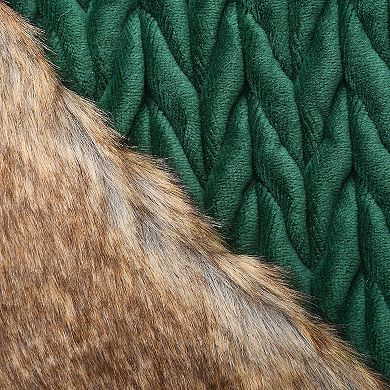 National Tree Company Quilted Faux Fur Trim Christmas Tree Skirt