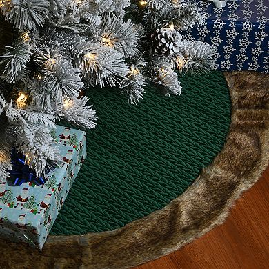 National Tree Company Quilted Faux Fur Trim Christmas Tree Skirt