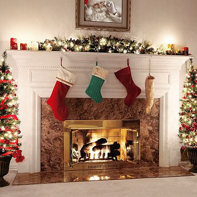 National Tree Company Quilted Faux Fur Trim Christmas Stocking