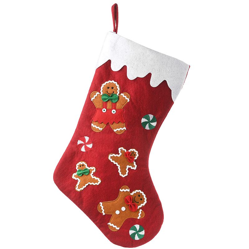 National Tree Company Be Merry Gingerbread Christmas Stocking, Red, 20