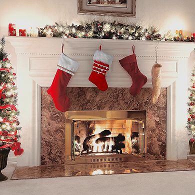 National Tree Company Velvet Faux Fur Christmas Stocking