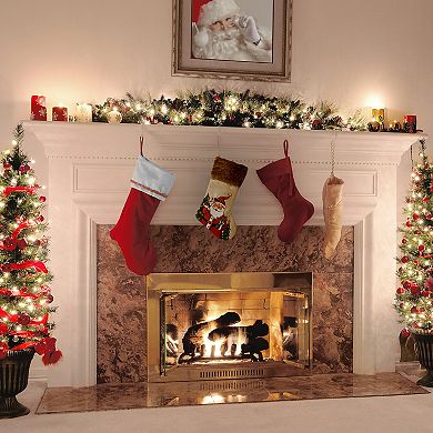 National Tree Company Homestead Santa Faux Fur Trim Christmas Stocking