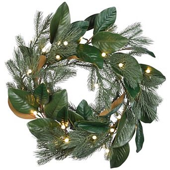 National Tree Company LED Artificial Magnolia Pine Wreath