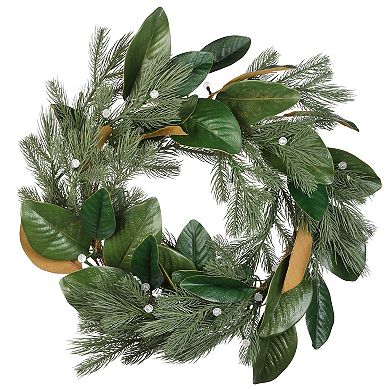 National Tree Company LED Artificial Magnolia Pine Wreath