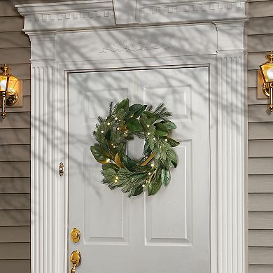 National Tree Company LED Artificial Magnolia Pine Wreath