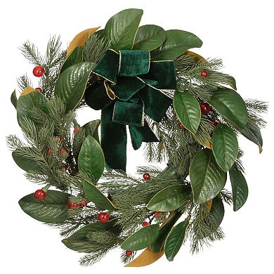 National Tree Company LED Artificial Magnolia Mix Pine Wreath