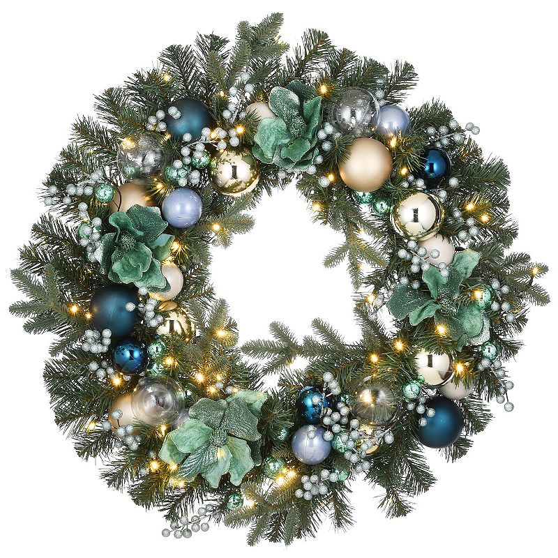 National Tree Company LED Arctic Artificial Wreath, Green