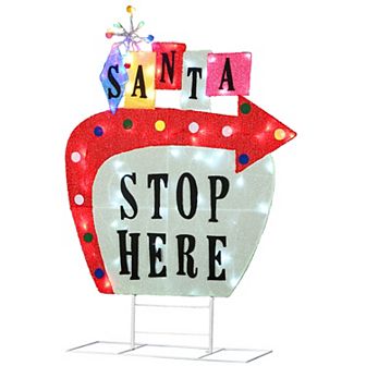 National Tree Company LED Vintage Inspired Santa Sign Indoor / Outdoor Floor Decor