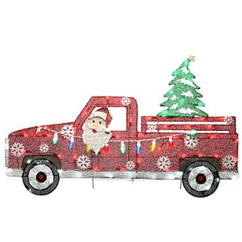 National Tree Company LED Santa Red Truck Outdoor Floor Decor