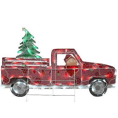 National Tree Company LED Santa Red Truck Outdoor Floor Decor