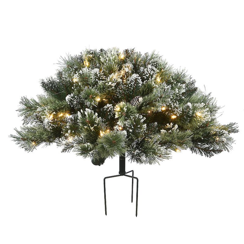 National Tree Company Glittery Bristle Pine 36  Urn Filler  Pinecones  LED Lights
