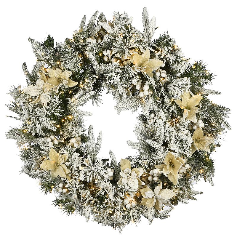 National Tree Company LED Frosted Colonial Fir Artificial Wreath, Green