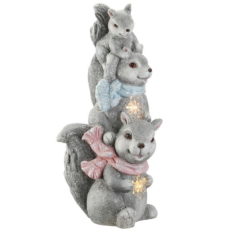 National Tree Company LED Squirrel Trio Figurine Floor Decor, Grey