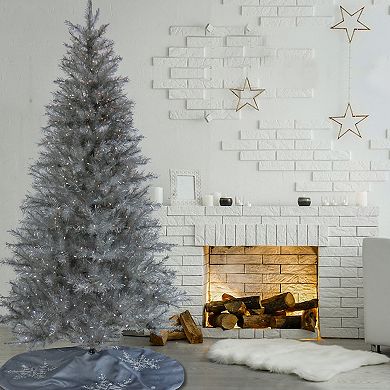 National Tree Company Pre-Lit 7.5-ft. Silver Metallic Artificial Christmas Tree