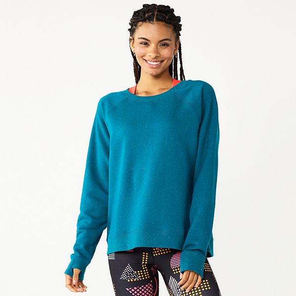 Women's tek gear crewneck thumb hot sale hole sweatshirt