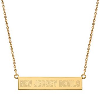 LogoArt Sterling Silver New Jersey Devils Small Bar Necklace