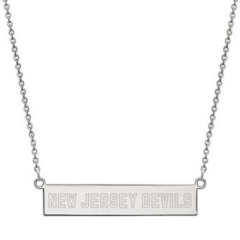 LogoArt Sterling Silver New Jersey Devils Small Bar Necklace