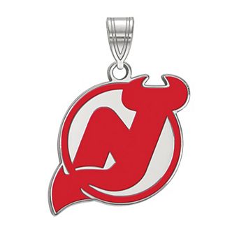 LogoArt Sterling Silver New Jersey Devils Large Enamel Pendant