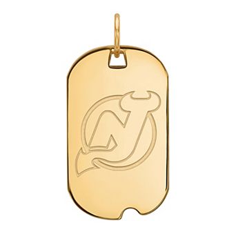 LogoArt Sterling Silver New Jersey Devils Small Dog Tag Pendant