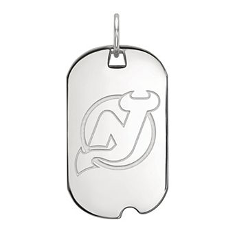 LogoArt Sterling Silver New Jersey Devils Small Dog Tag Pendant