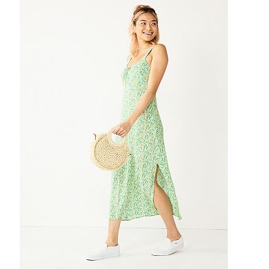 Juniors' SO® Sleeveless Cinched Front Slit Midi Dress