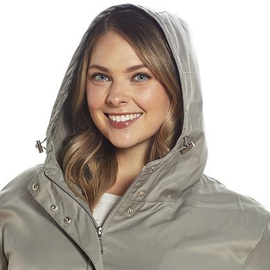 Plus Size Weathercast Hooded Trench Coat