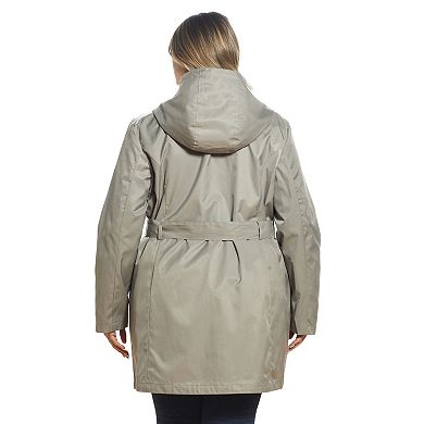 Plus Size Weathercast Hooded Trench Coat