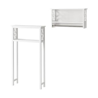 Bolton Coventry Over Toilet Open Storage Shelf with Two Towel Rods