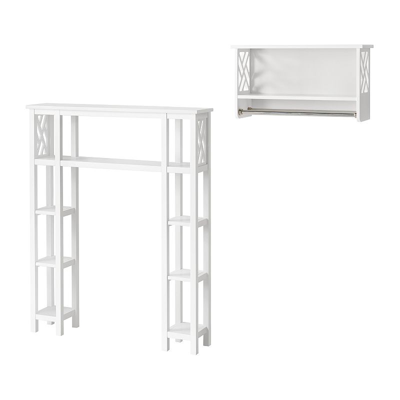 Bolton Coventry Over Toilet Open Shelving Unit with Two Towel Rods, White