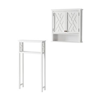 Bolton Coventry Over Toilet Wall Mounted Bath Storage Cabinet with Two Doors & Open Shelf