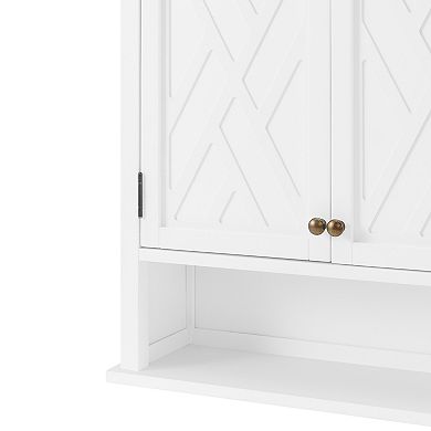 Bolton Coventry Over Toilet Wall Mounted Bath Storage Cabinet with Two Doors & Open Shelf